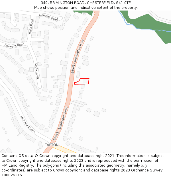 349, BRIMINGTON ROAD, CHESTERFIELD, S41 0TE: Location map and indicative extent of plot