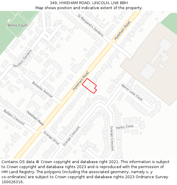 349, HYKEHAM ROAD, LINCOLN, LN6 8BH: Location map and indicative extent of plot