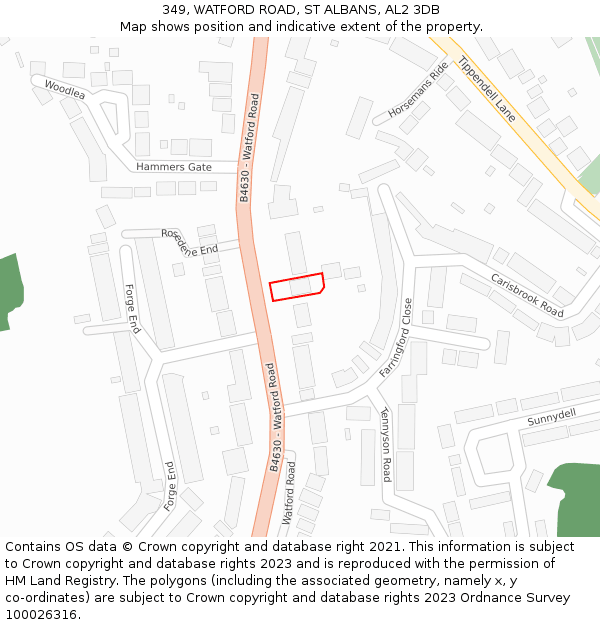 349, WATFORD ROAD, ST ALBANS, AL2 3DB: Location map and indicative extent of plot