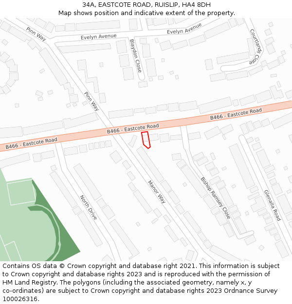 34A, EASTCOTE ROAD, RUISLIP, HA4 8DH: Location map and indicative extent of plot
