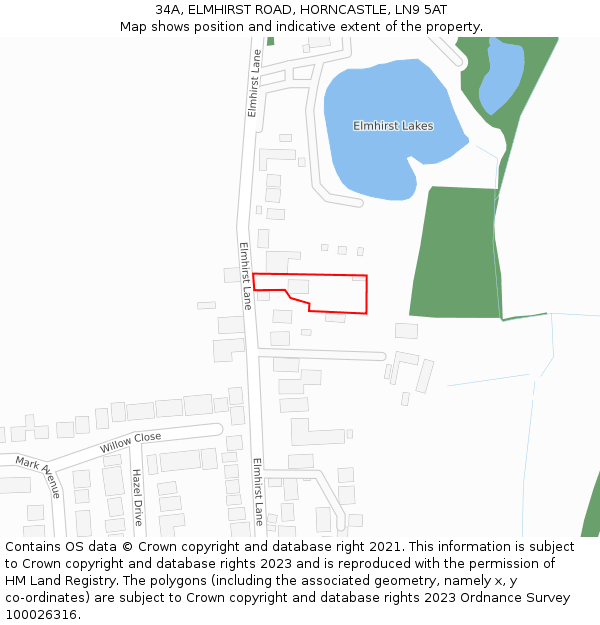 34A, ELMHIRST ROAD, HORNCASTLE, LN9 5AT: Location map and indicative extent of plot