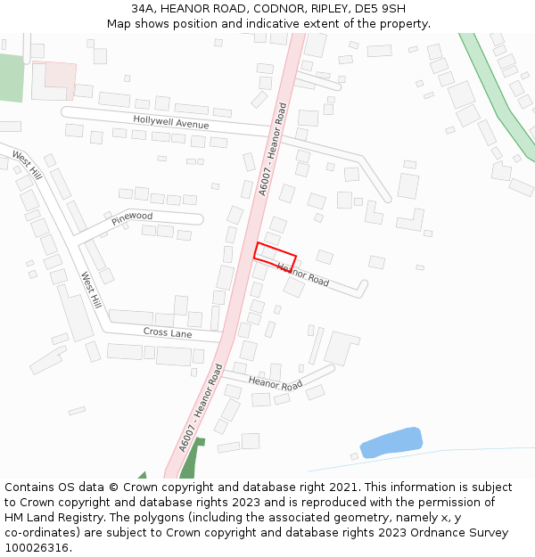 34A, HEANOR ROAD, CODNOR, RIPLEY, DE5 9SH: Location map and indicative extent of plot