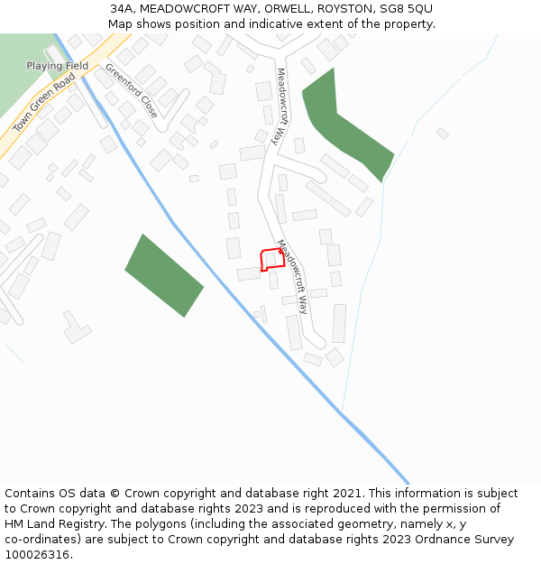 34A, MEADOWCROFT WAY, ORWELL, ROYSTON, SG8 5QU: Location map and indicative extent of plot