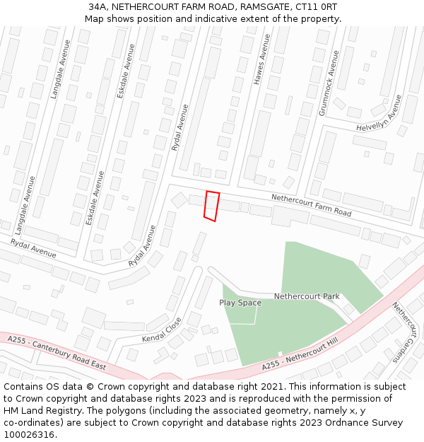 34A, NETHERCOURT FARM ROAD, RAMSGATE, CT11 0RT: Location map and indicative extent of plot