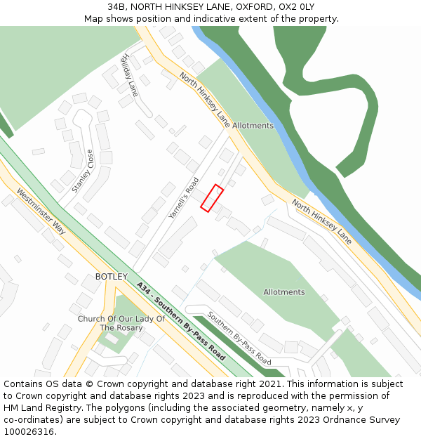 34B, NORTH HINKSEY LANE, OXFORD, OX2 0LY: Location map and indicative extent of plot