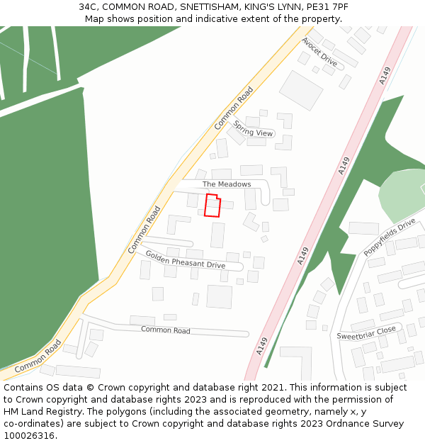 34C, COMMON ROAD, SNETTISHAM, KING'S LYNN, PE31 7PF: Location map and indicative extent of plot