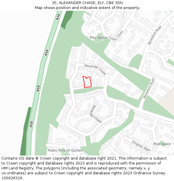 35, ALEXANDER CHASE, ELY, CB6 3SN: Location map and indicative extent of plot