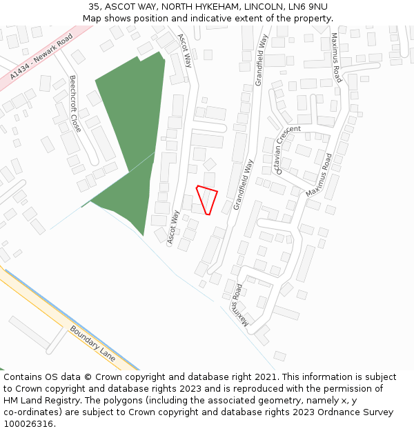 35, ASCOT WAY, NORTH HYKEHAM, LINCOLN, LN6 9NU: Location map and indicative extent of plot