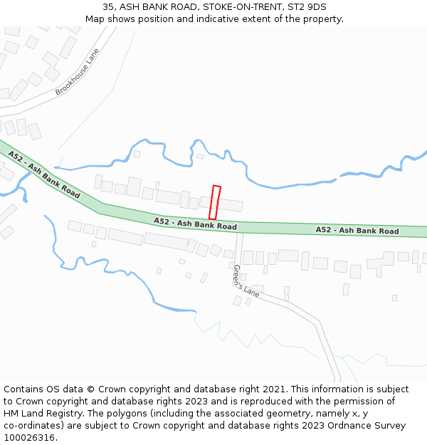 35, ASH BANK ROAD, STOKE-ON-TRENT, ST2 9DS: Location map and indicative extent of plot