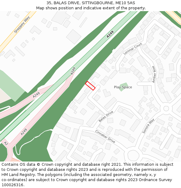 35, BALAS DRIVE, SITTINGBOURNE, ME10 5AS: Location map and indicative extent of plot