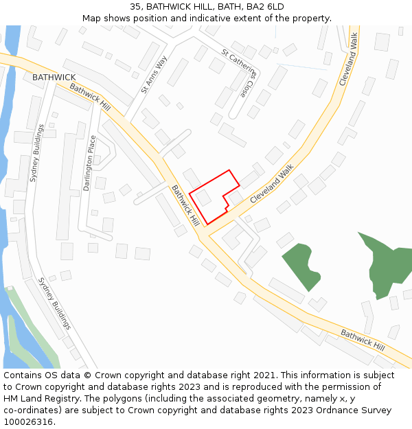 35, BATHWICK HILL, BATH, BA2 6LD: Location map and indicative extent of plot