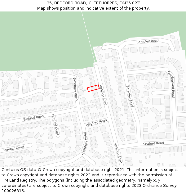 35, BEDFORD ROAD, CLEETHORPES, DN35 0PZ: Location map and indicative extent of plot