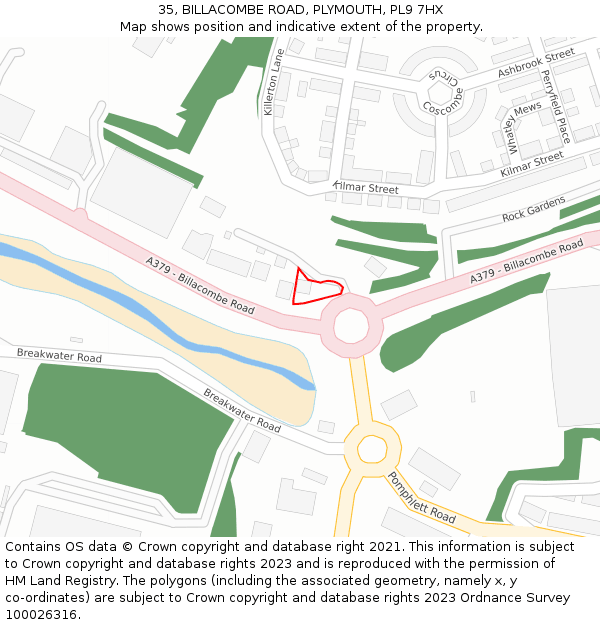 35, BILLACOMBE ROAD, PLYMOUTH, PL9 7HX: Location map and indicative extent of plot