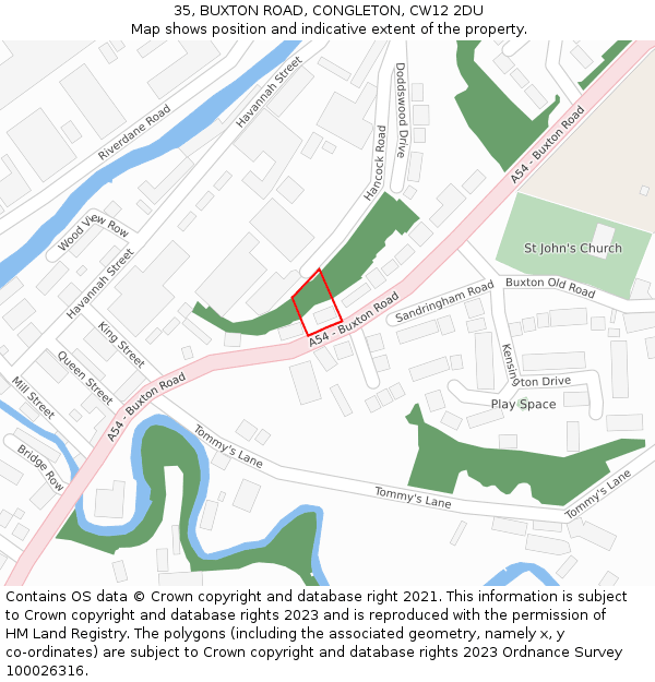 35, BUXTON ROAD, CONGLETON, CW12 2DU: Location map and indicative extent of plot