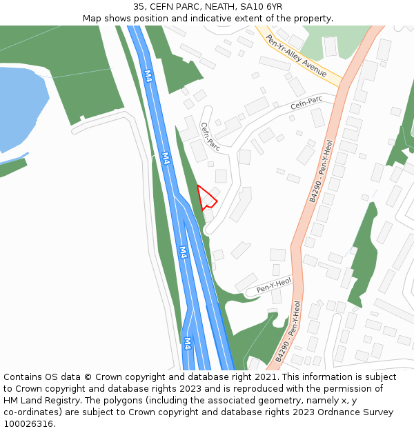 35, CEFN PARC, NEATH, SA10 6YR: Location map and indicative extent of plot