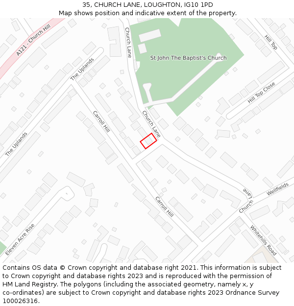 35, CHURCH LANE, LOUGHTON, IG10 1PD: Location map and indicative extent of plot