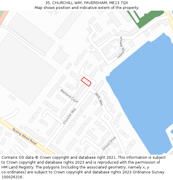 35, CHURCHILL WAY, FAVERSHAM, ME13 7QX: Location map and indicative extent of plot