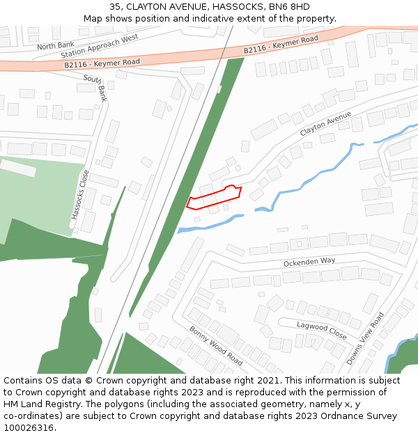 35, CLAYTON AVENUE, HASSOCKS, BN6 8HD: Location map and indicative extent of plot