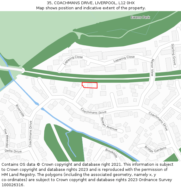 35, COACHMANS DRIVE, LIVERPOOL, L12 0HX: Location map and indicative extent of plot