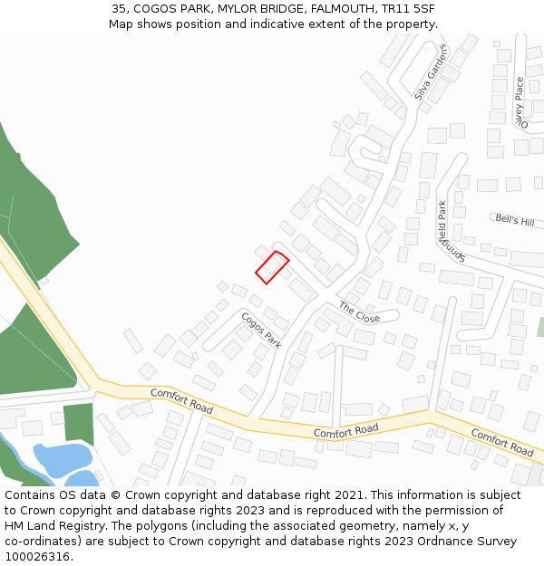 35, COGOS PARK, MYLOR BRIDGE, FALMOUTH, TR11 5SF: Location map and indicative extent of plot