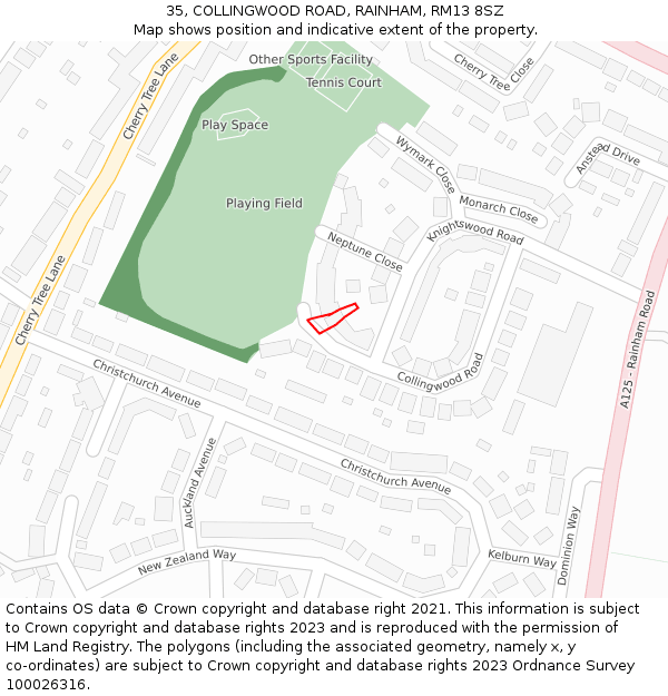 35, COLLINGWOOD ROAD, RAINHAM, RM13 8SZ: Location map and indicative extent of plot