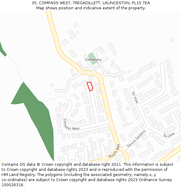35, COMPASS WEST, TREGADILLETT, LAUNCESTON, PL15 7EA: Location map and indicative extent of plot