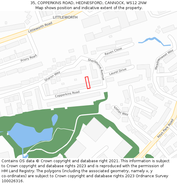 35, COPPERKINS ROAD, HEDNESFORD, CANNOCK, WS12 2NW: Location map and indicative extent of plot