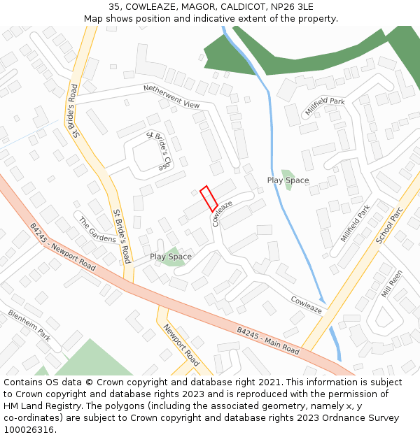 35, COWLEAZE, MAGOR, CALDICOT, NP26 3LE: Location map and indicative extent of plot