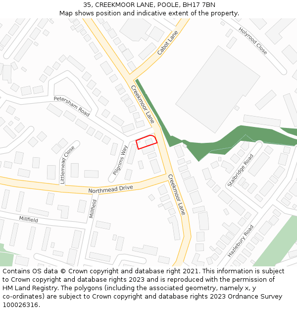 35, CREEKMOOR LANE, POOLE, BH17 7BN: Location map and indicative extent of plot