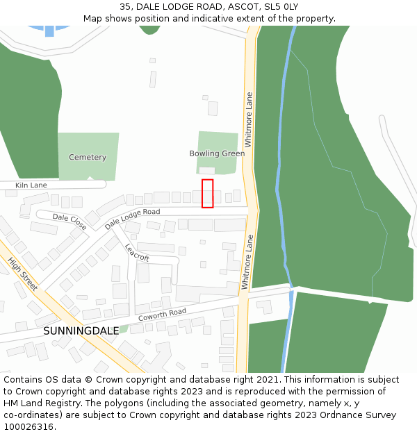 35, DALE LODGE ROAD, ASCOT, SL5 0LY: Location map and indicative extent of plot