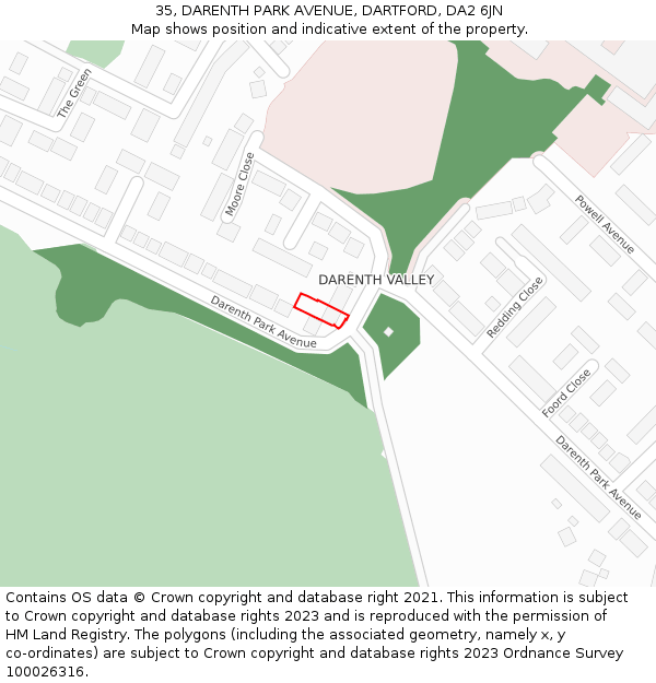 35, DARENTH PARK AVENUE, DARTFORD, DA2 6JN: Location map and indicative extent of plot