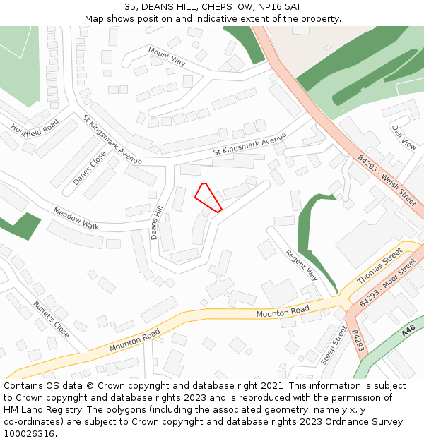 35, DEANS HILL, CHEPSTOW, NP16 5AT: Location map and indicative extent of plot