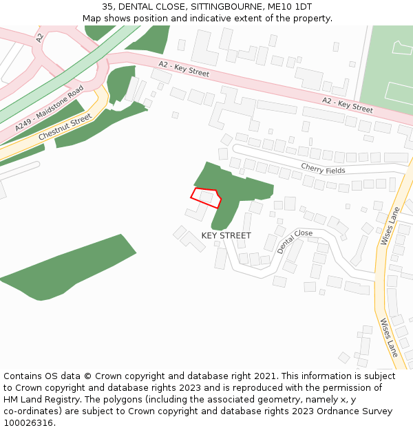 35, DENTAL CLOSE, SITTINGBOURNE, ME10 1DT: Location map and indicative extent of plot