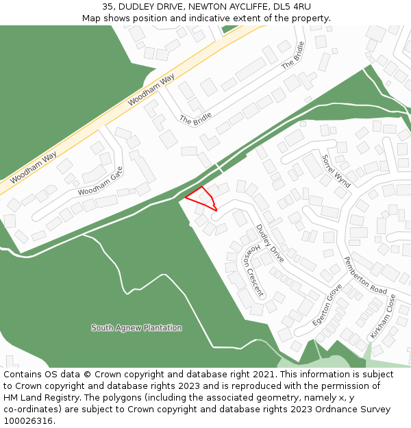 35, DUDLEY DRIVE, NEWTON AYCLIFFE, DL5 4RU: Location map and indicative extent of plot