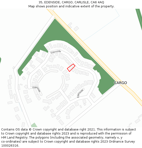 35, EDENSIDE, CARGO, CARLISLE, CA6 4AQ: Location map and indicative extent of plot
