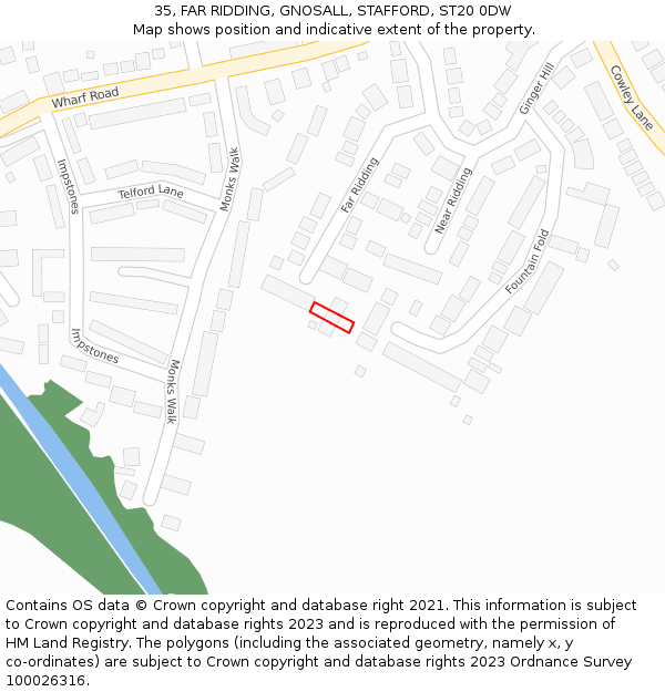 35, FAR RIDDING, GNOSALL, STAFFORD, ST20 0DW: Location map and indicative extent of plot