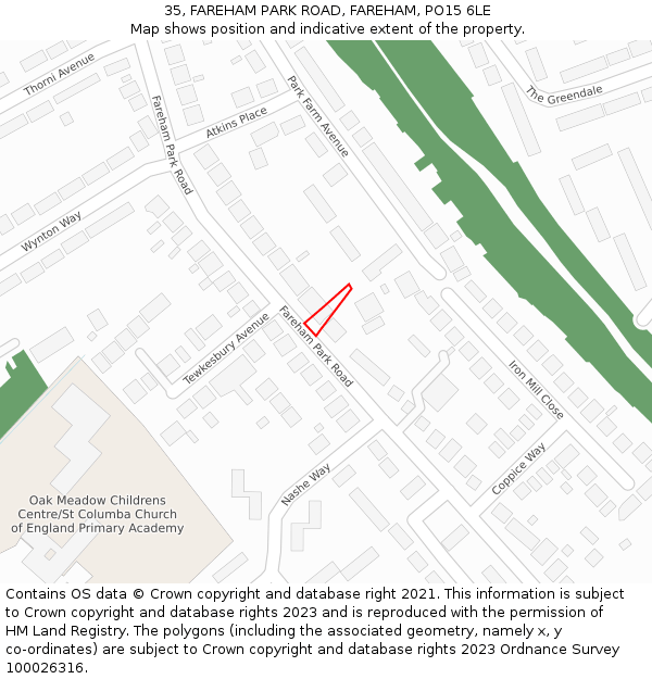 35, FAREHAM PARK ROAD, FAREHAM, PO15 6LE: Location map and indicative extent of plot