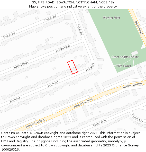 35, FIRS ROAD, EDWALTON, NOTTINGHAM, NG12 4BY: Location map and indicative extent of plot