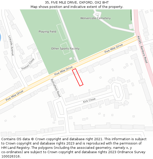 35, FIVE MILE DRIVE, OXFORD, OX2 8HT: Location map and indicative extent of plot