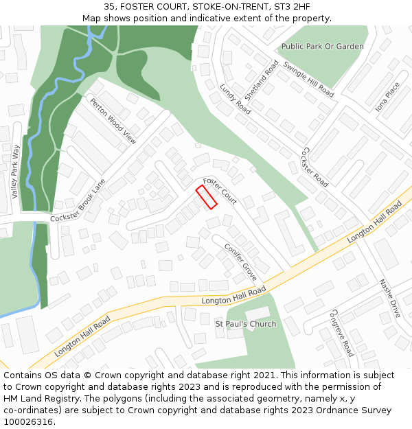 35, FOSTER COURT, STOKE-ON-TRENT, ST3 2HF: Location map and indicative extent of plot