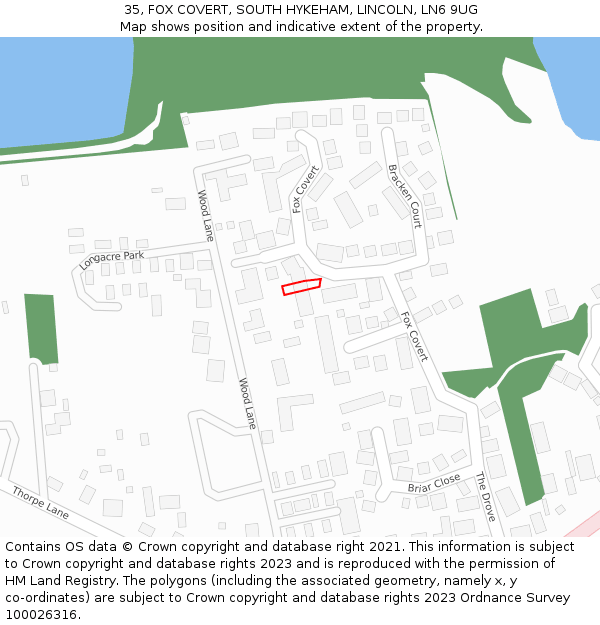 35, FOX COVERT, SOUTH HYKEHAM, LINCOLN, LN6 9UG: Location map and indicative extent of plot