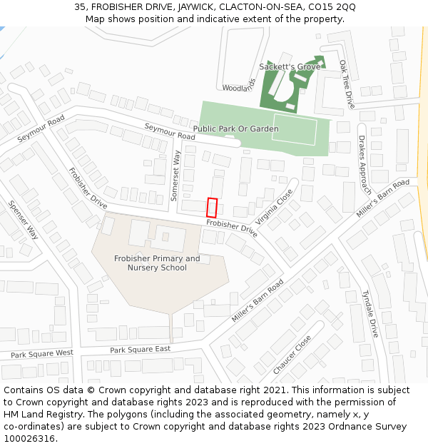 35, FROBISHER DRIVE, JAYWICK, CLACTON-ON-SEA, CO15 2QQ: Location map and indicative extent of plot