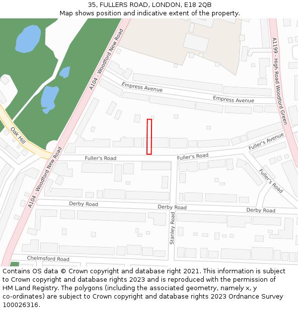 35, FULLERS ROAD, LONDON, E18 2QB: Location map and indicative extent of plot