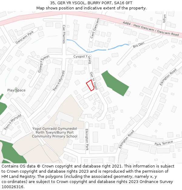 35, GER YR YSGOL, BURRY PORT, SA16 0FT: Location map and indicative extent of plot