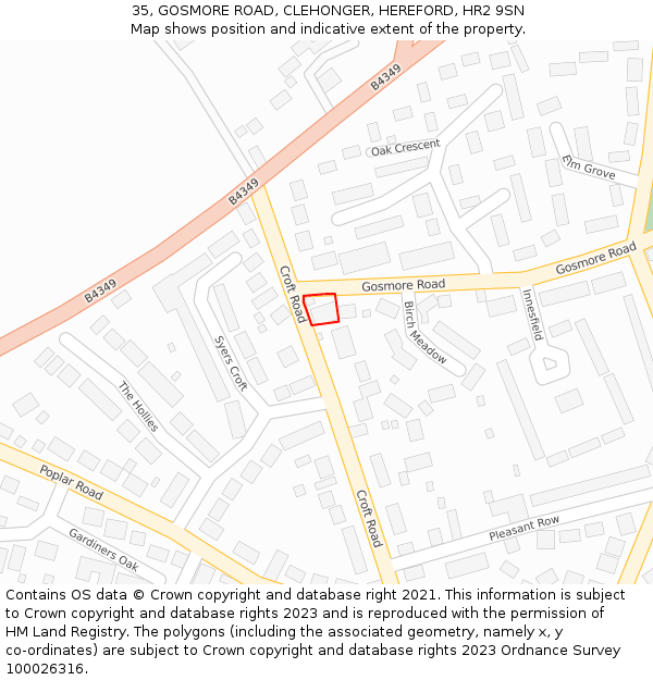 35, GOSMORE ROAD, CLEHONGER, HEREFORD, HR2 9SN: Location map and indicative extent of plot