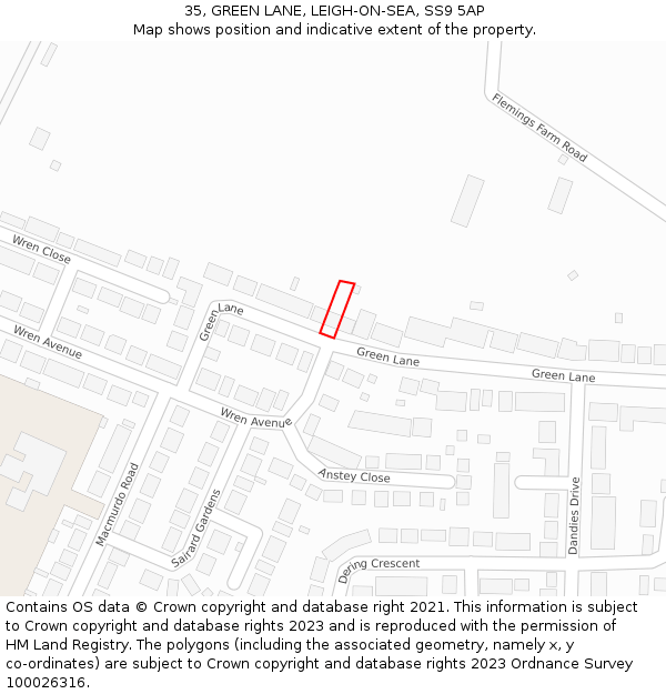 35, GREEN LANE, LEIGH-ON-SEA, SS9 5AP: Location map and indicative extent of plot