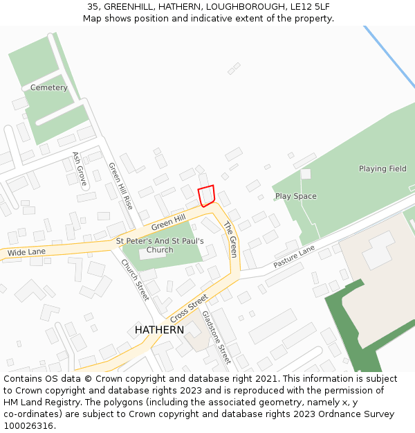 35, GREENHILL, HATHERN, LOUGHBOROUGH, LE12 5LF: Location map and indicative extent of plot