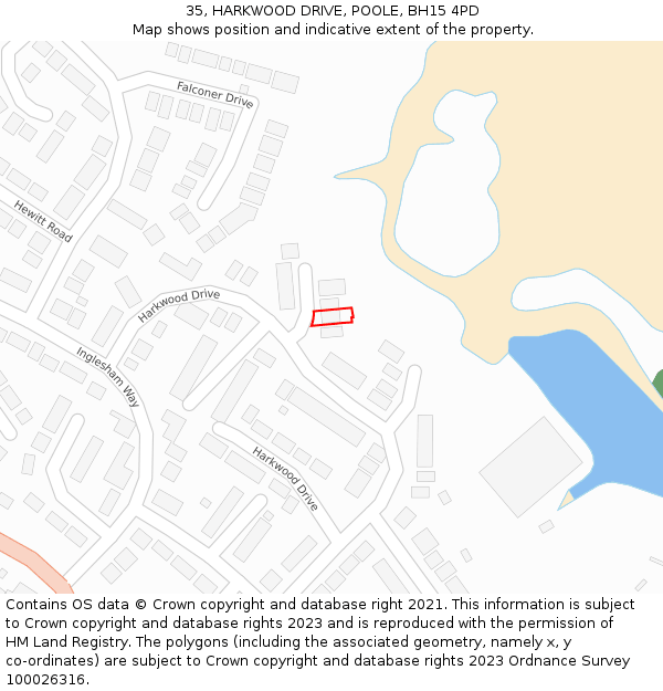 35, HARKWOOD DRIVE, POOLE, BH15 4PD: Location map and indicative extent of plot