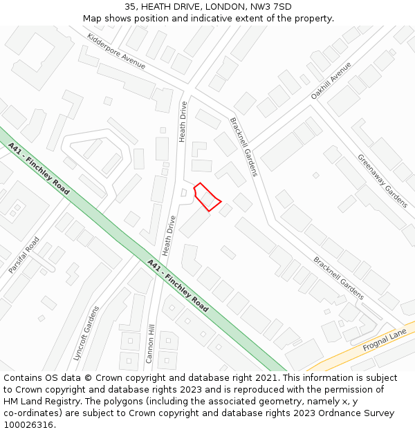 35, HEATH DRIVE, LONDON, NW3 7SD: Location map and indicative extent of plot