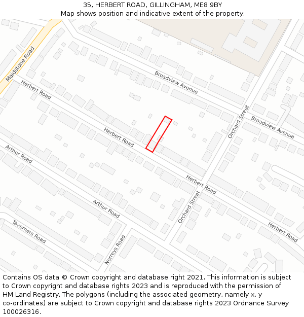 35, HERBERT ROAD, GILLINGHAM, ME8 9BY: Location map and indicative extent of plot